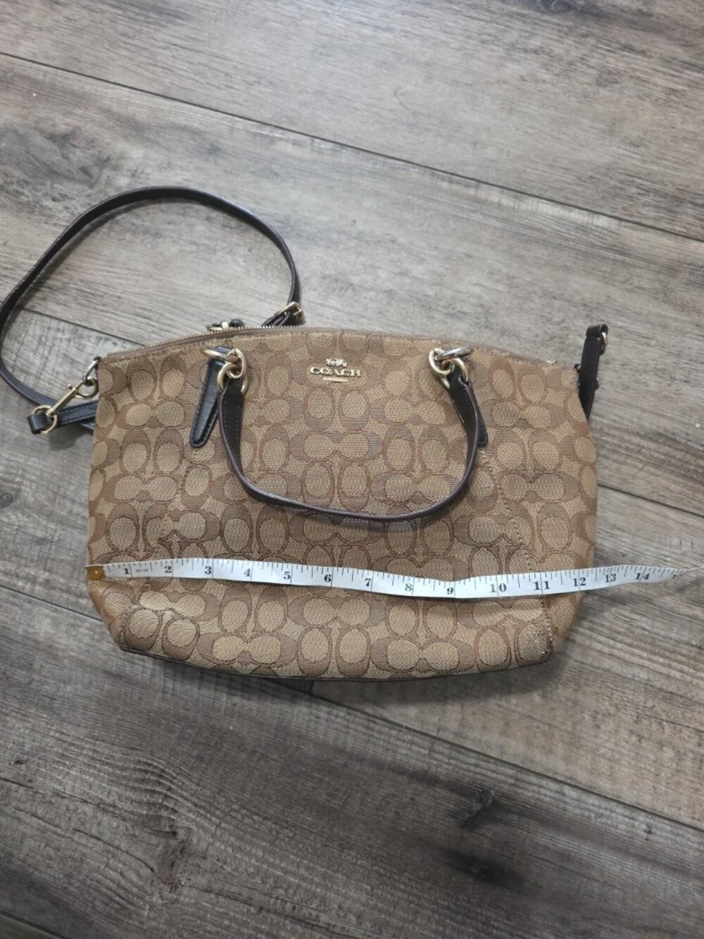 Coach VTG Beige/Brown Canvas and Leather Kelsey Satchel Crossbody - Signature C - Picture 10 of 12